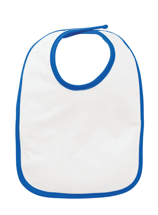 Infant Jersey Contrast Trim Velcro™ Bib - White / Royal