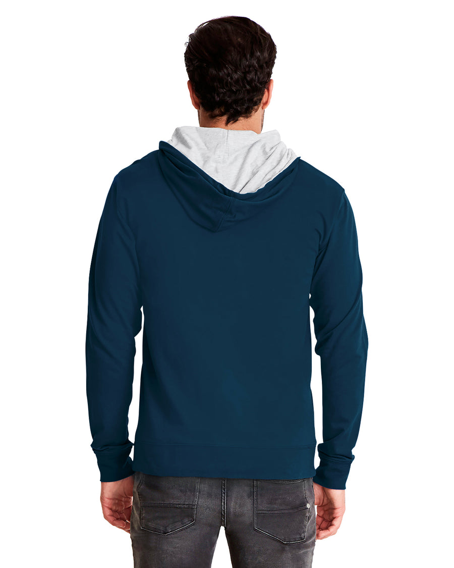 Unisex French Terry Zip Hoodie - Midnight Navy / Heather Gray