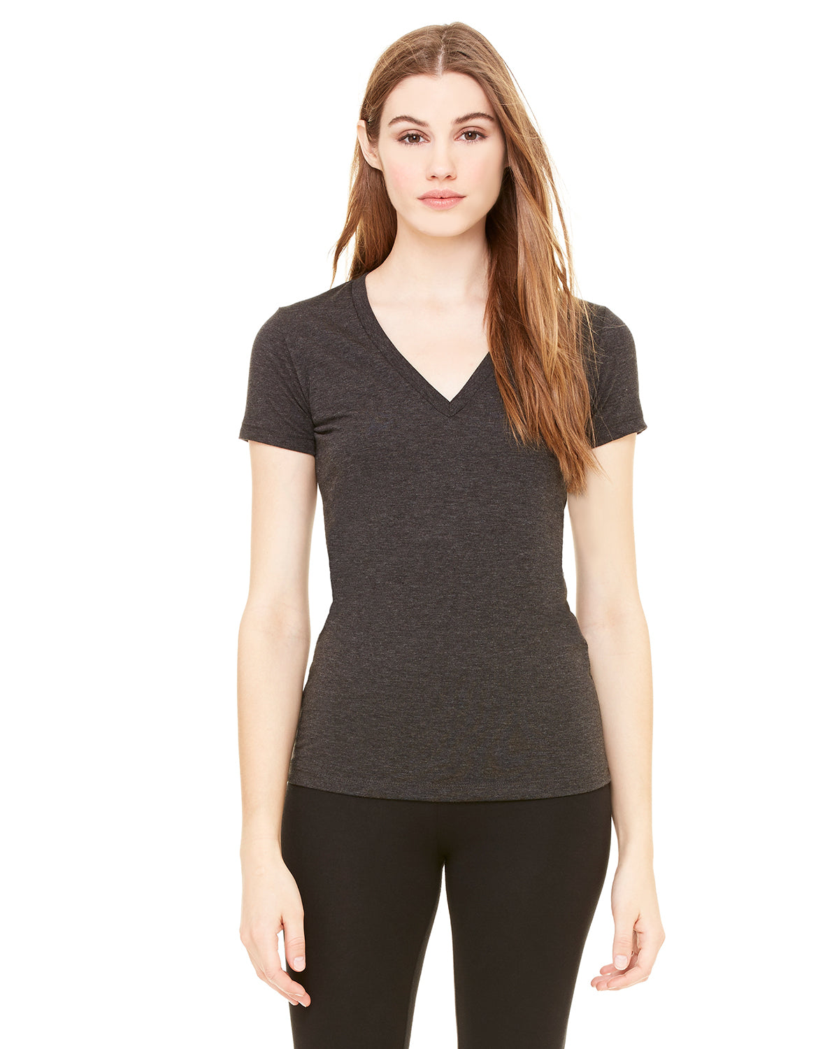 Women's Triblend Short-Sleeve Deep V-Neck T-Shirt - Charcoal Triblend
