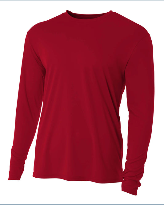 Youth Long Sleeve Cooling Performance Crew Shirt - Cardinal