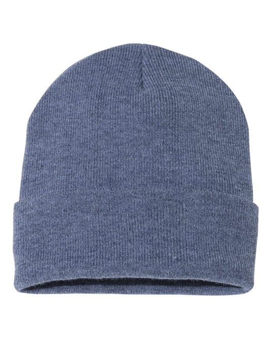 12" Solid Knit Beanie - Heather Navy