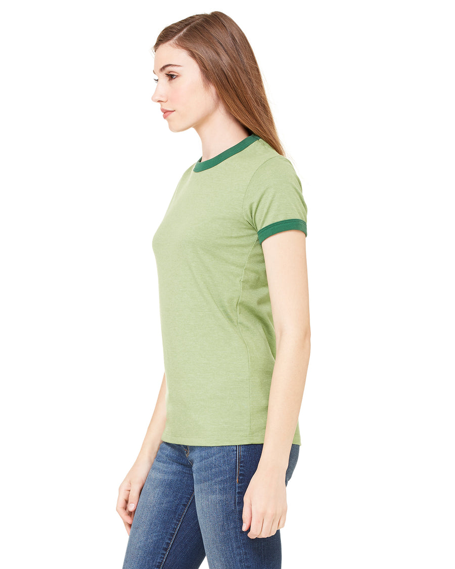 Women's Jersey Short-Sleeve Ringer T-Shirt - Heather Green / Forest