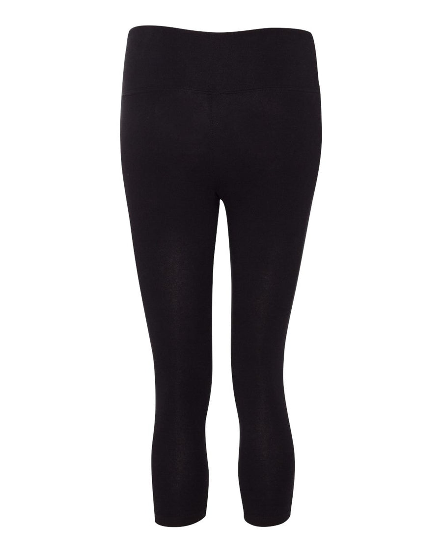Women's Cotton Spandex Capri Fit Leggings - Black
