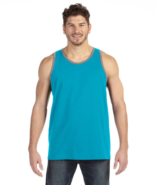 Unisex Lightweight Tank - Caribbean Blue / Heather Gray