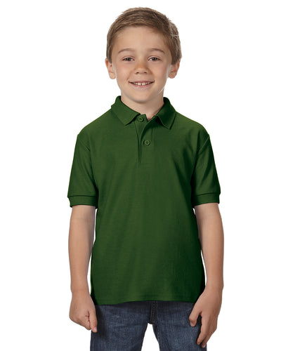 Youth Double Piqué Polo - Forest Green