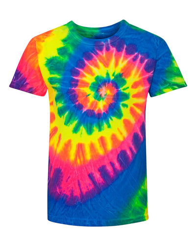 Youth Multi-Color Spiral T-Shirt - Fluorescent Rainbow Spiral