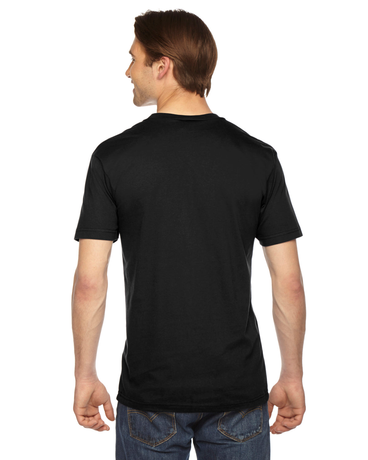 Unisex Fine Jersey Short-Sleeve V-Neck T-Shirt - Black