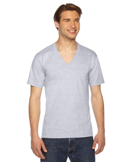 Unisex Fine Jersey Short-Sleeve V-Neck T-Shirt - Ash Gray