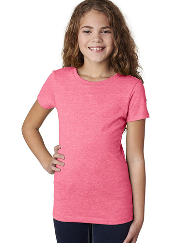 Girl's Youth Princess CVC T-Shirt - Neon Heather Pink