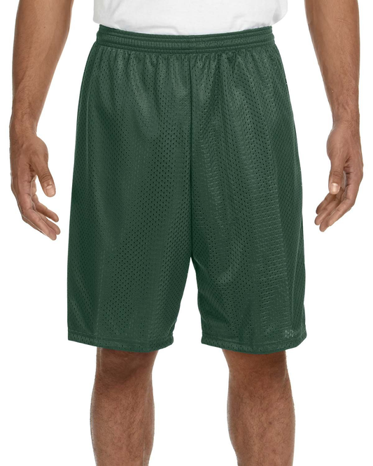 Unisex Nine Inch Inseam Mesh Short - Forest Green
