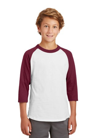 Youth Colorblock Raglan Jersey - White / Cardinal