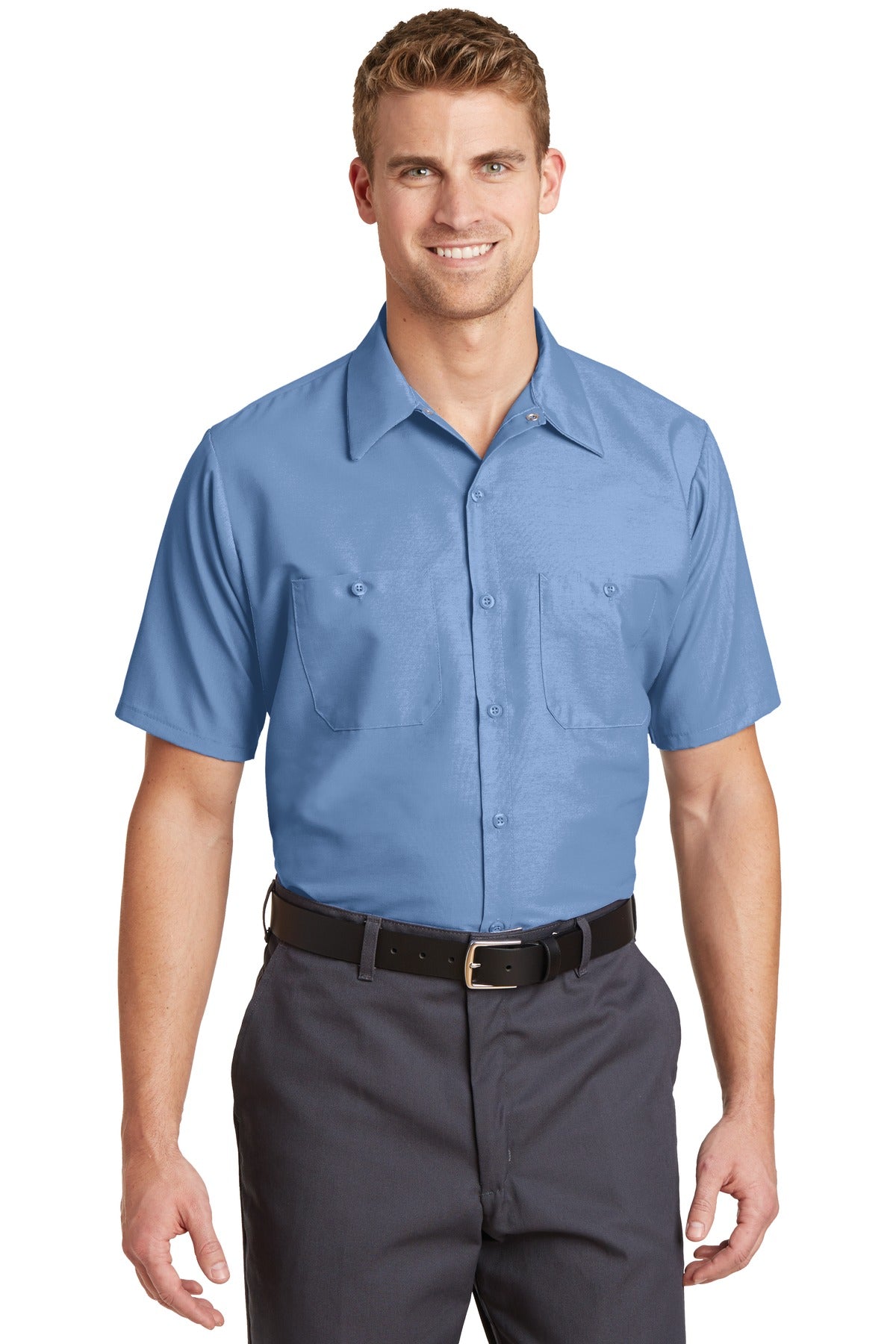 Industrial Short Sleeve Work Shirt - Petrol Blue