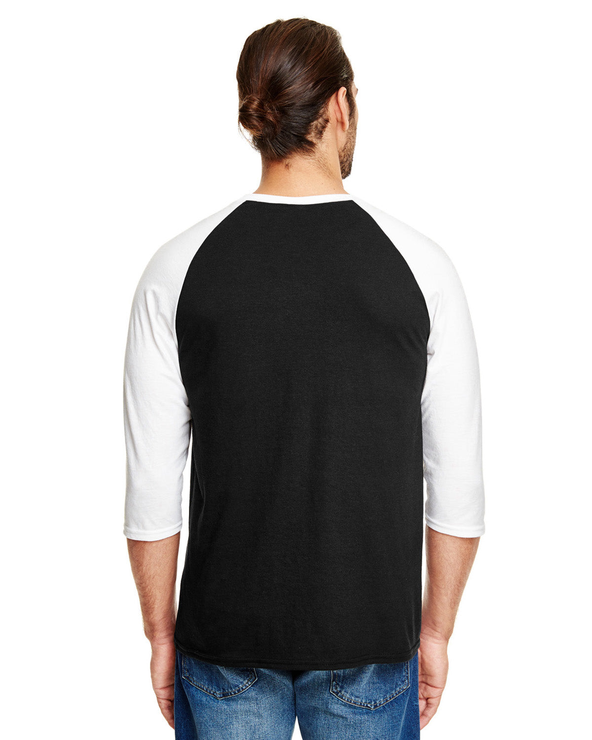 Unisex Triblend 3/4-Sleeve Raglan T-Shirt - Black / White