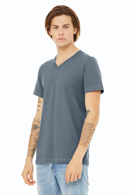 Unisex Jersey Short-Sleeve V-Neck T-Shirt - Steel Blue