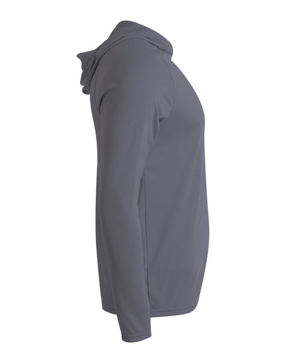 A4 Unisex Cooling Long Sleeve Hooded Tee - Graphite