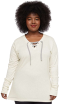 Women's Long Sleeve Fine Jersey Lace-Up T-Shirt - Ntrl Heather / Titanium