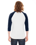 Unisex Poly-Cotton 3/4-Sleeve Raglan T-Shirt - White / Navy