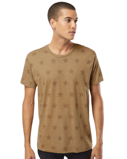 Unisex Star Print T-Shirt - Coyote Brown Star