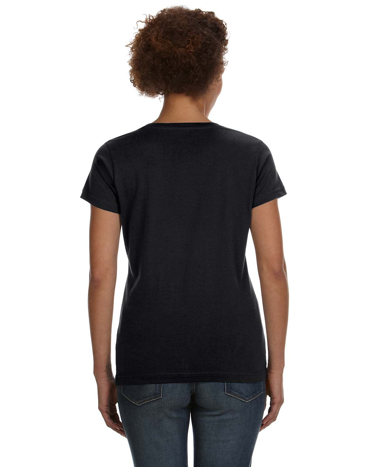 Women's V-Neck Fine Jersey T-Shirt - Black
