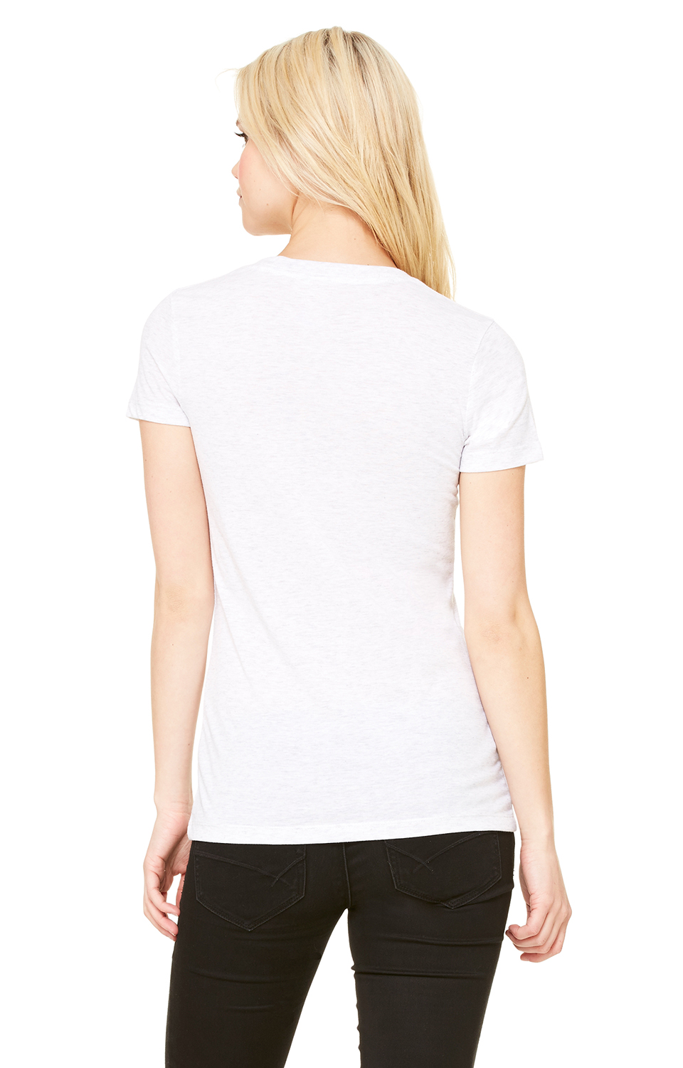 Women's Triblend Short-Sleeve Deep V-Neck T-Shirt - White Fleck Triblend