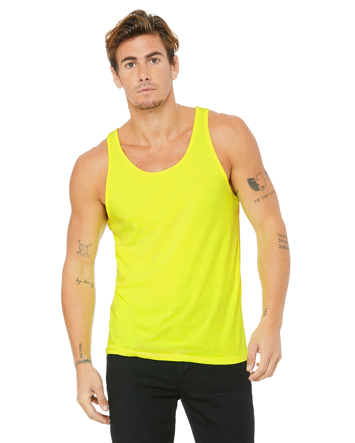 Unisex Heather CVC Tank - Neon Yellow