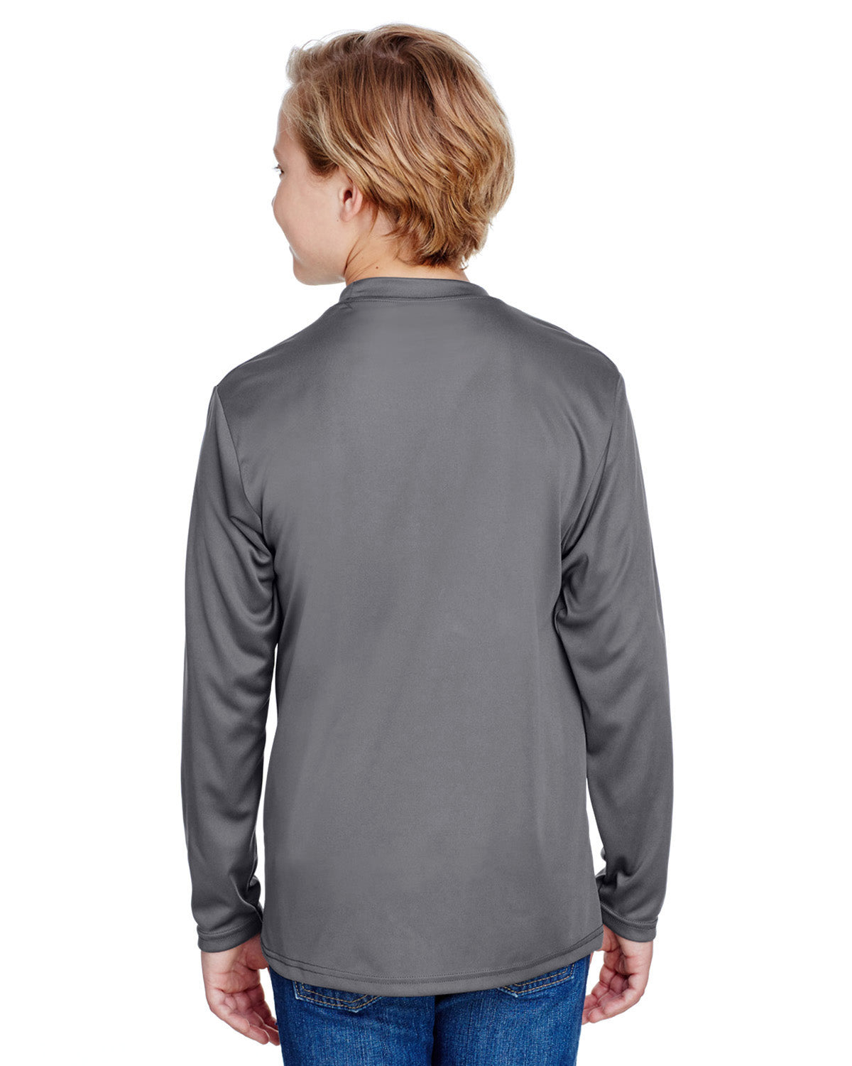 Youth Long Sleeve Cooling Performance Crew Shirt - Graphite