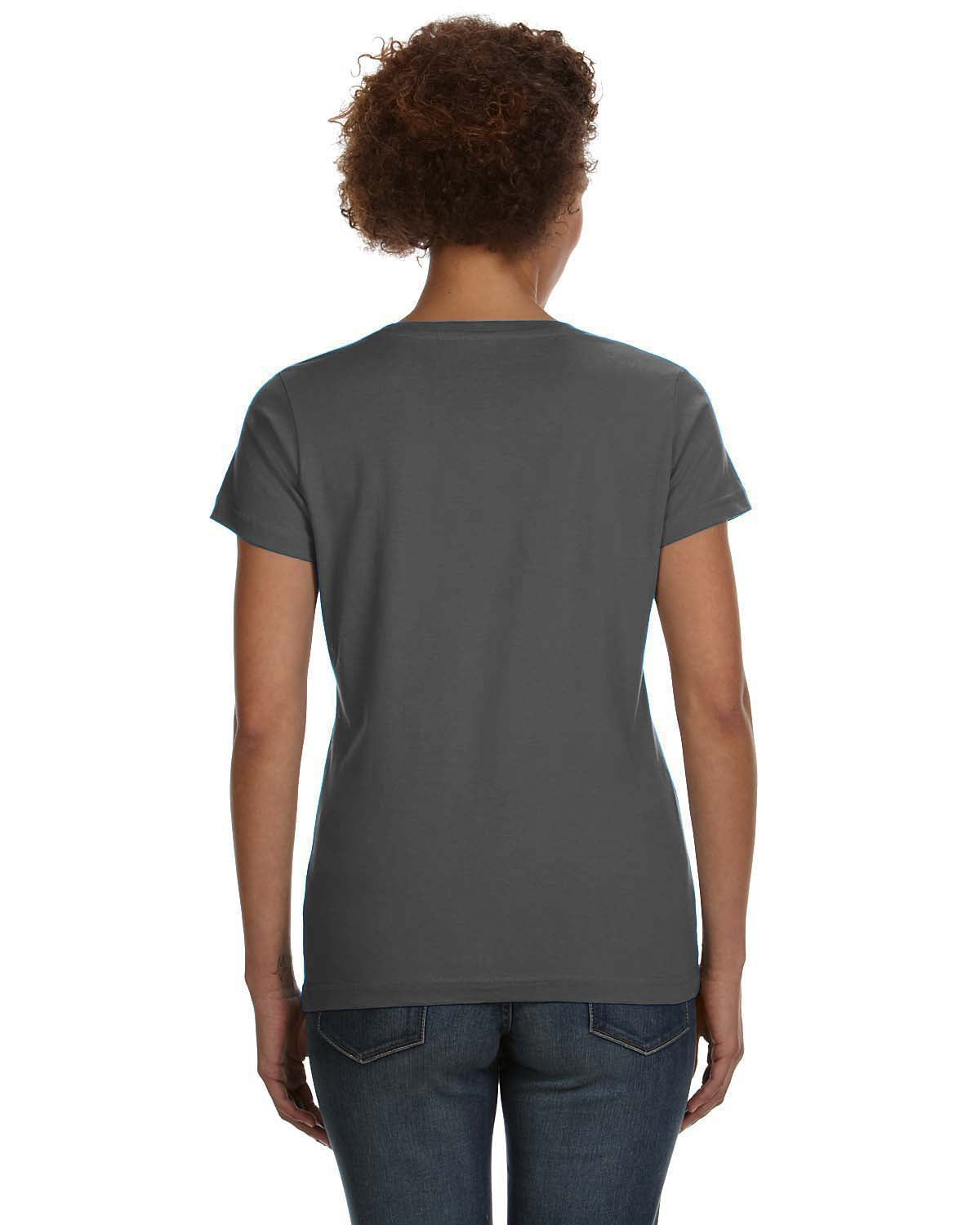 Women's V-Neck Fine Jersey T-Shirt - Charcoal