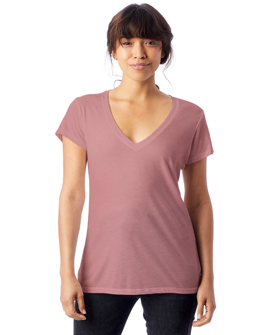Women's Slinky-Jersey V-Neck T-Shirt - Rose Bloom