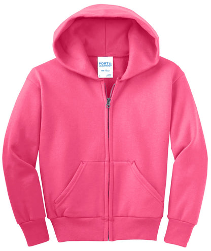 Youth Core Fleece Full-Zip Hoodie - Neon Pink