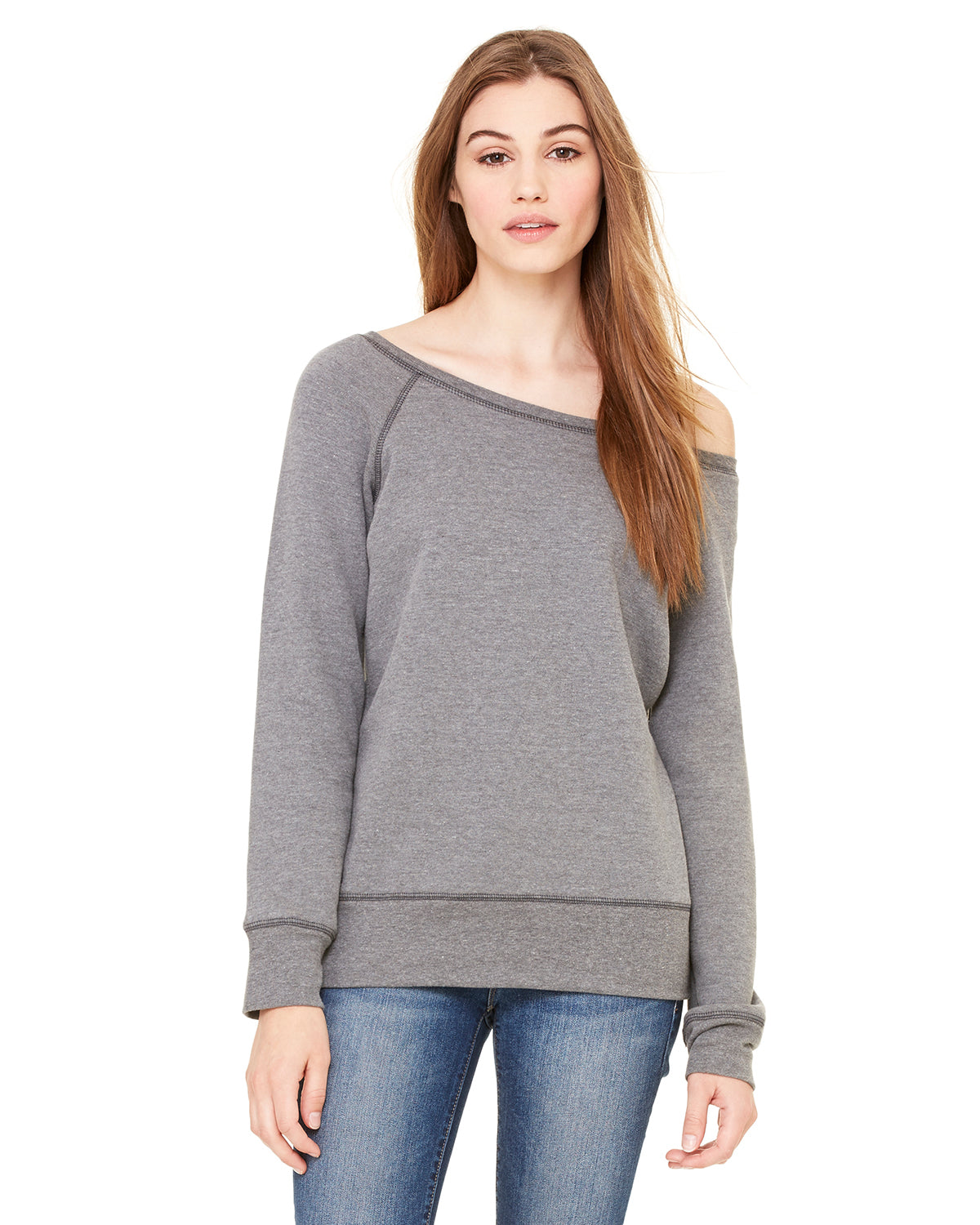 Women's Sponge Fleece Wide Neck Sweatshirt - Heather Deep
