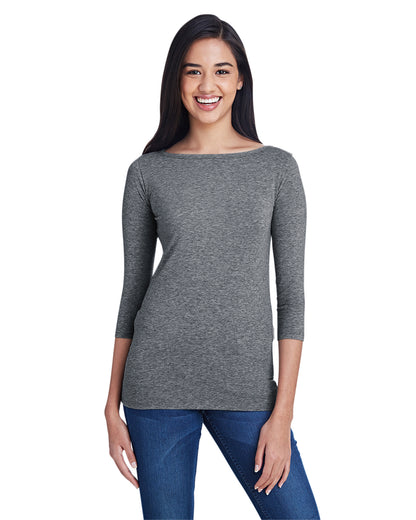 Women's Stretch 3/4 Sleeve T-Shirt - Heather Graphite