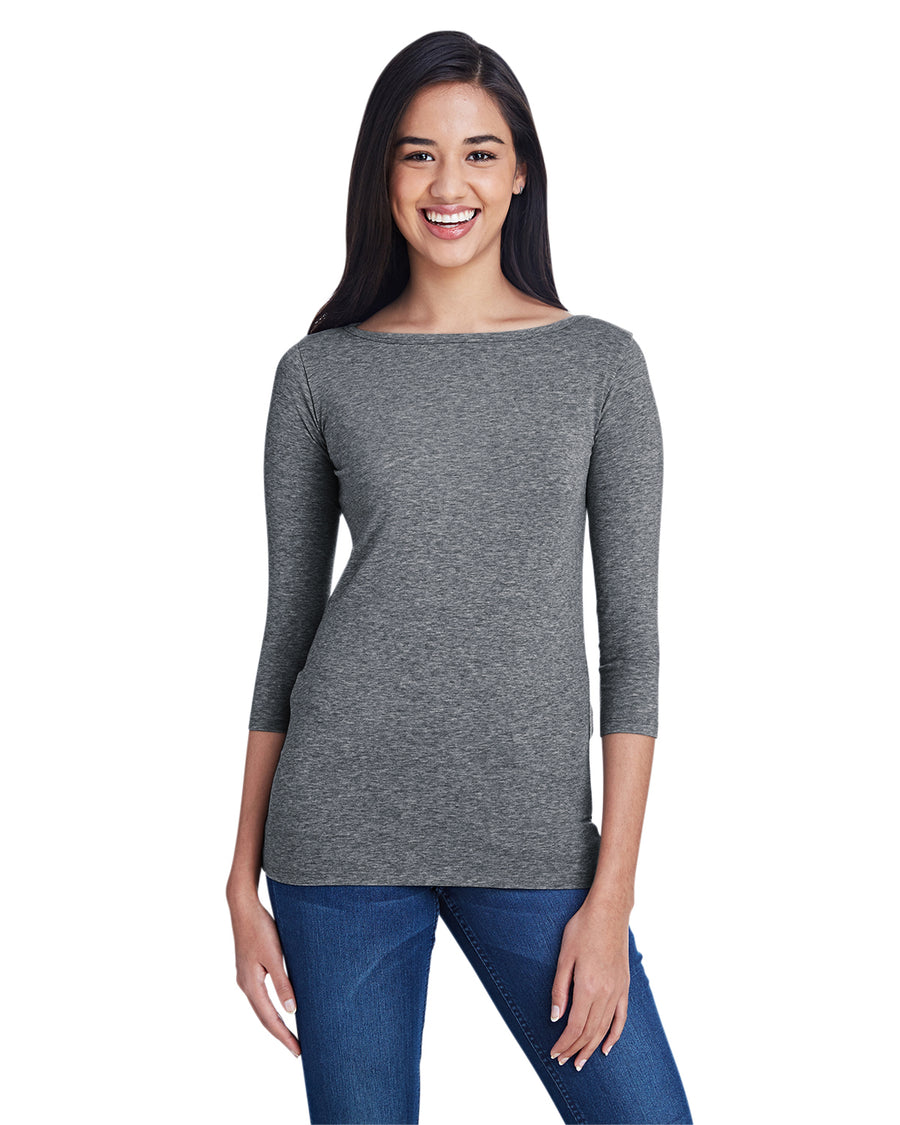 Women's Stretch 3/4 Sleeve T-Shirt - Heather Graphite