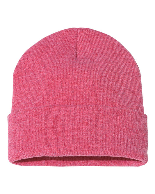 12" Solid Knit Beanie - Heather Red