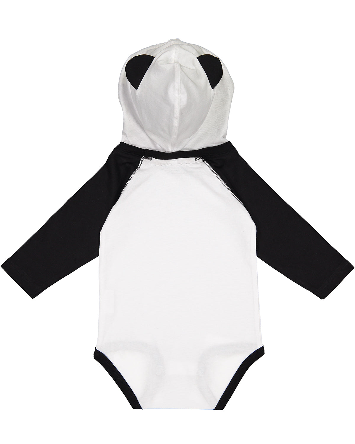 Infant Long Sleeve Fine Jersey Bodysuit With Ears - White / Black