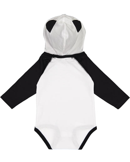 Infant Long Sleeve Fine Jersey Bodysuit With Ears - White / Black