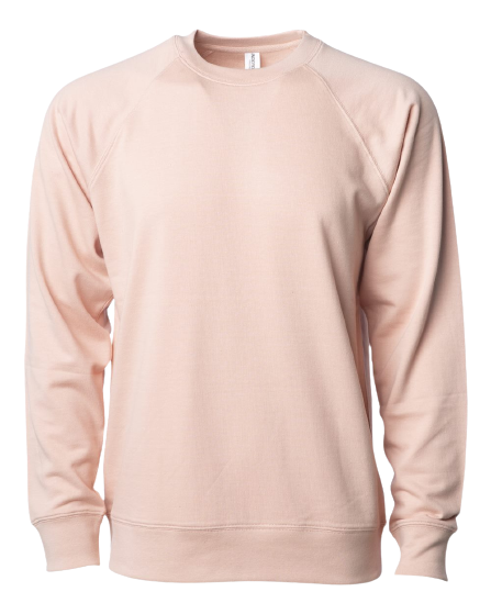 Unisex Lightweight Loopback Terry Crew - Rose