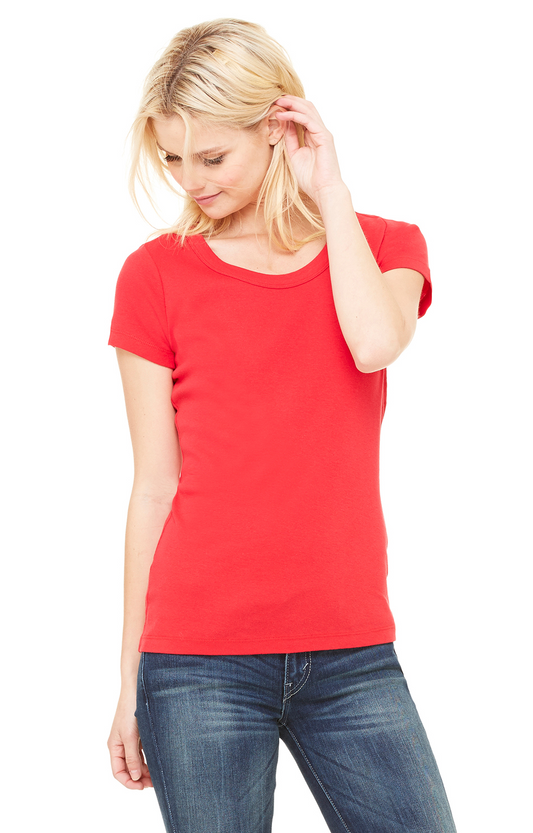 Women's Baby Rib Scoopneck Tee - Red