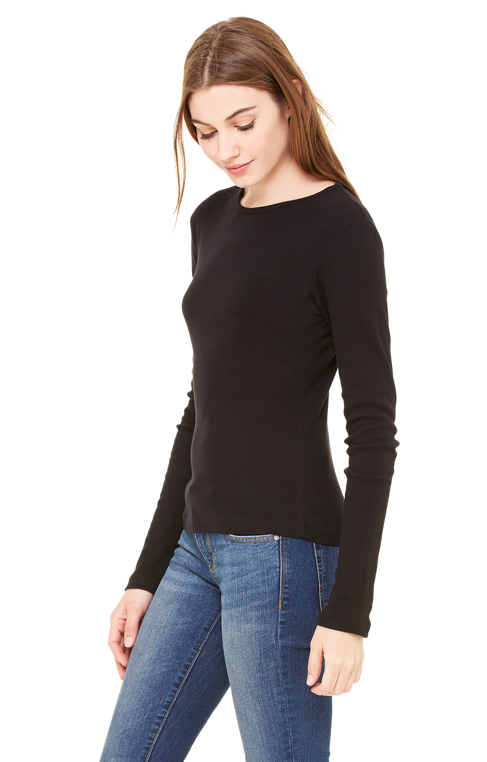 Women's Stretch Rib Long-Sleeve T-Shirt - Black