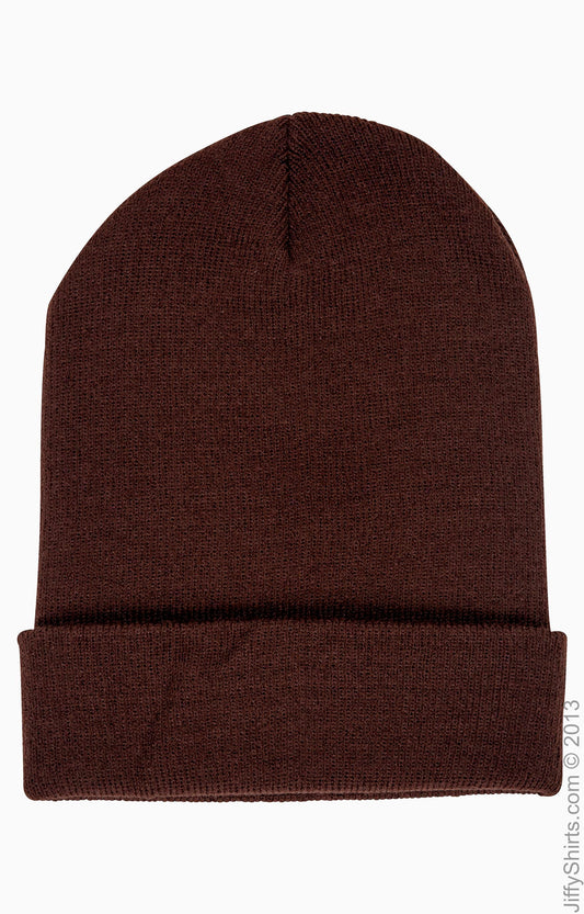 Unisex Cuffed Knit Beanie - Brown