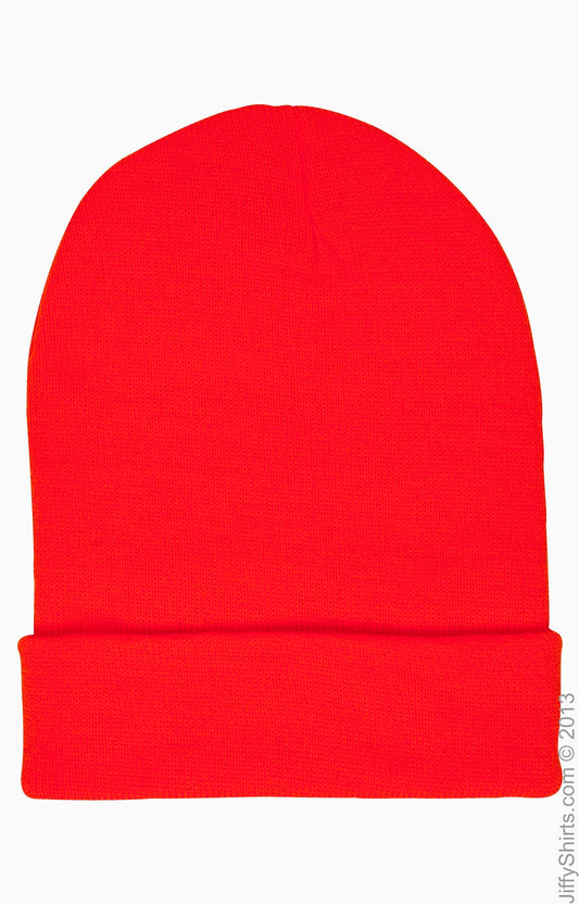 Unisex Cuffed Knit Beanie - Flame