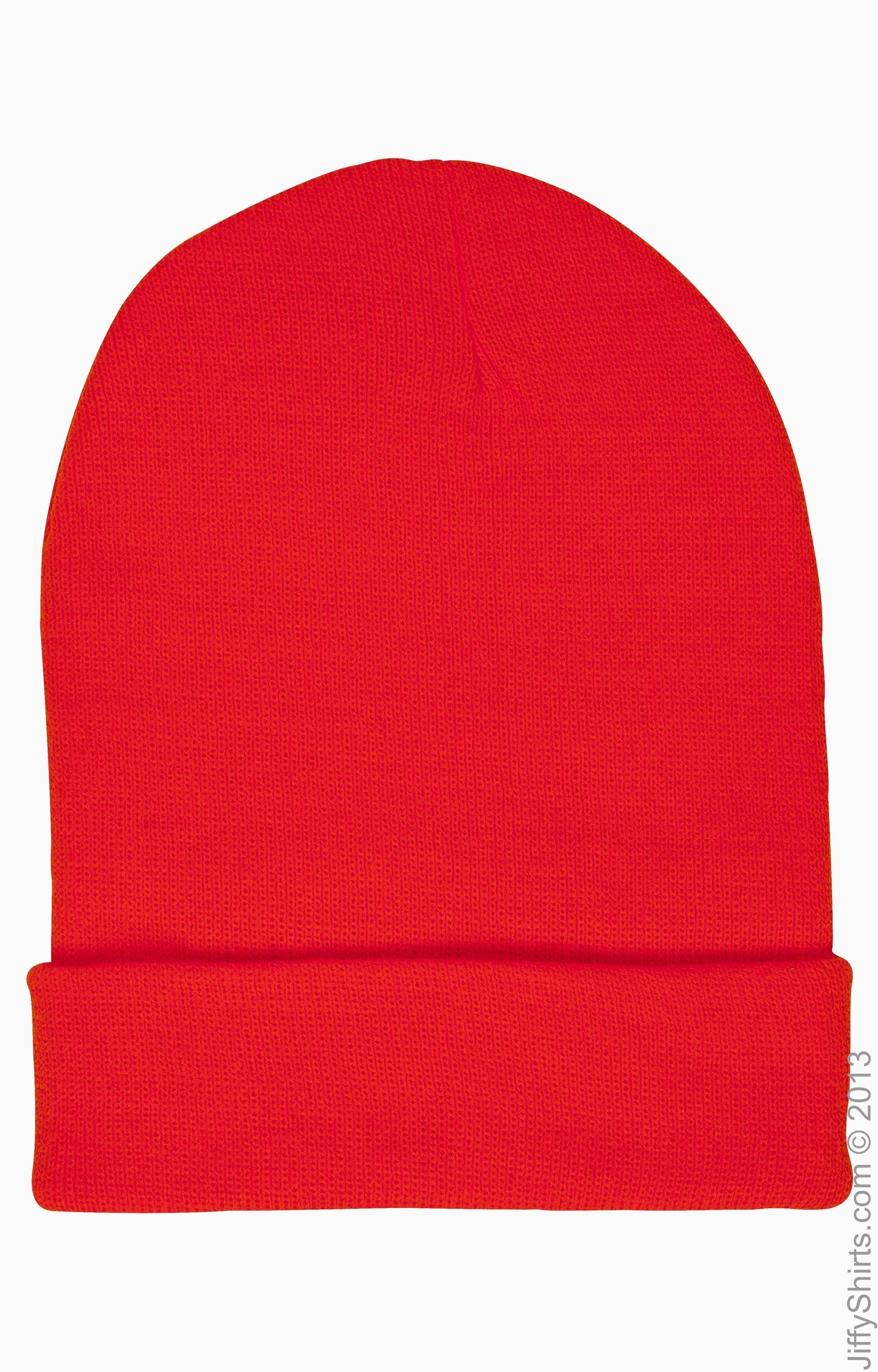 Unisex Cuffed Knit Beanie - Flame
