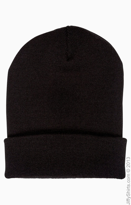 Unisex Cuffed Knit Beanie - Black