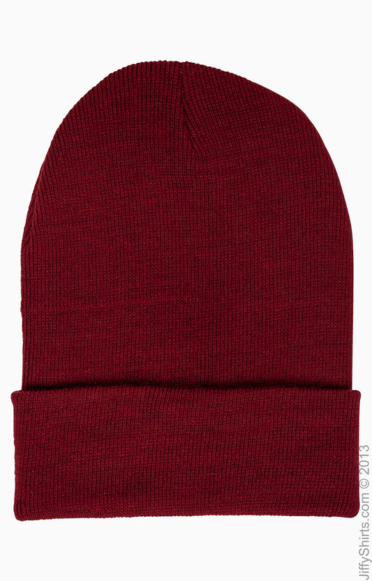 Unisex Cuffed Knit Beanie - Maroon
