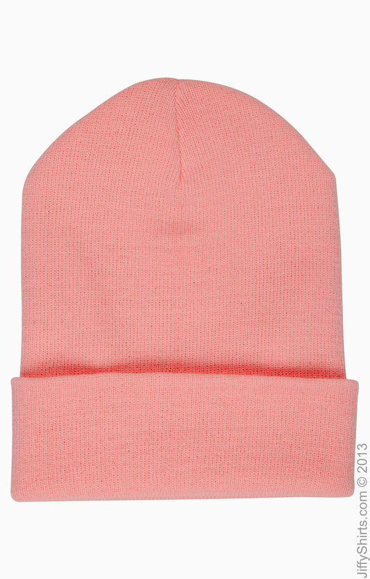 Unisex Cuffed Knit Beanie - Pink