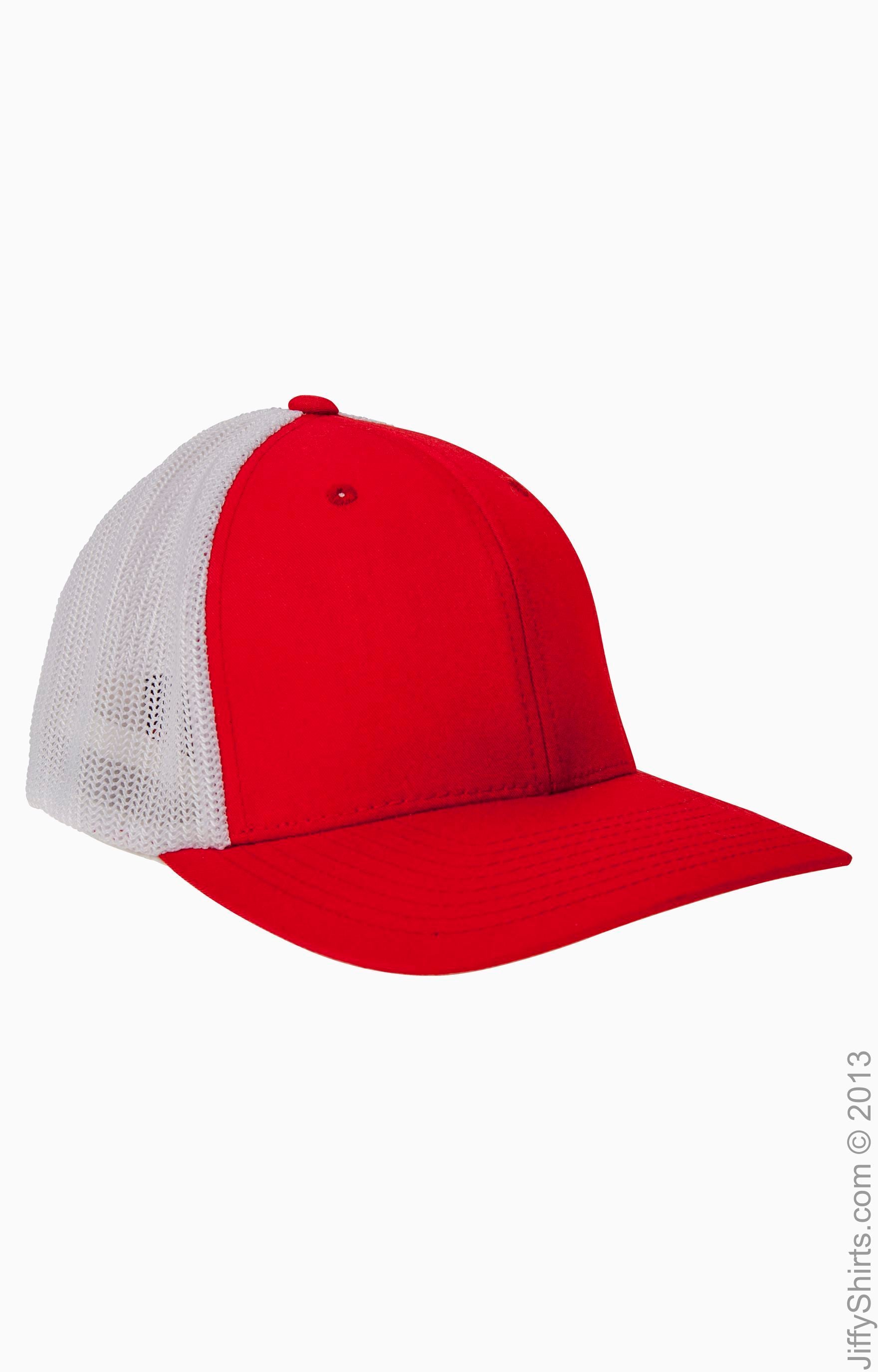Unisex 6-Panel Trucker Cap - Red / White