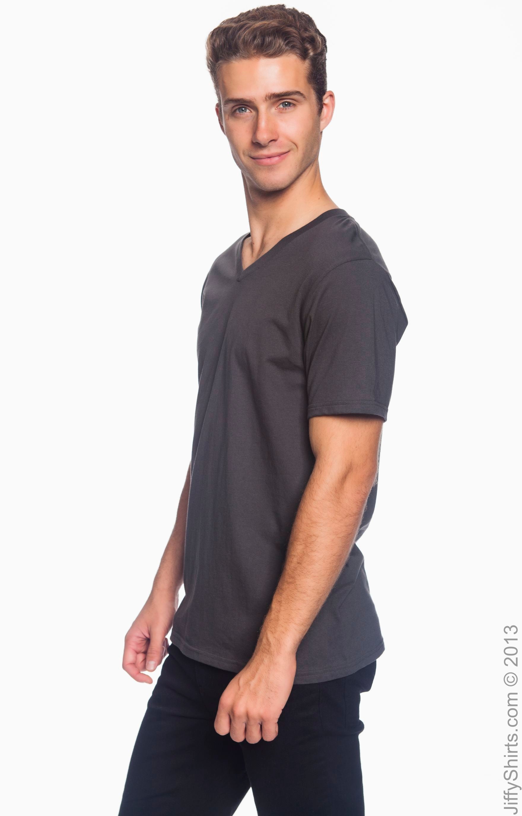 Unisex Lightweight V-Neck T-Shirt - Smoke