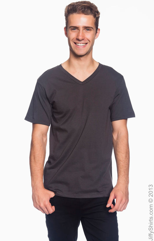 Unisex Lightweight V-Neck T-Shirt - Smoke