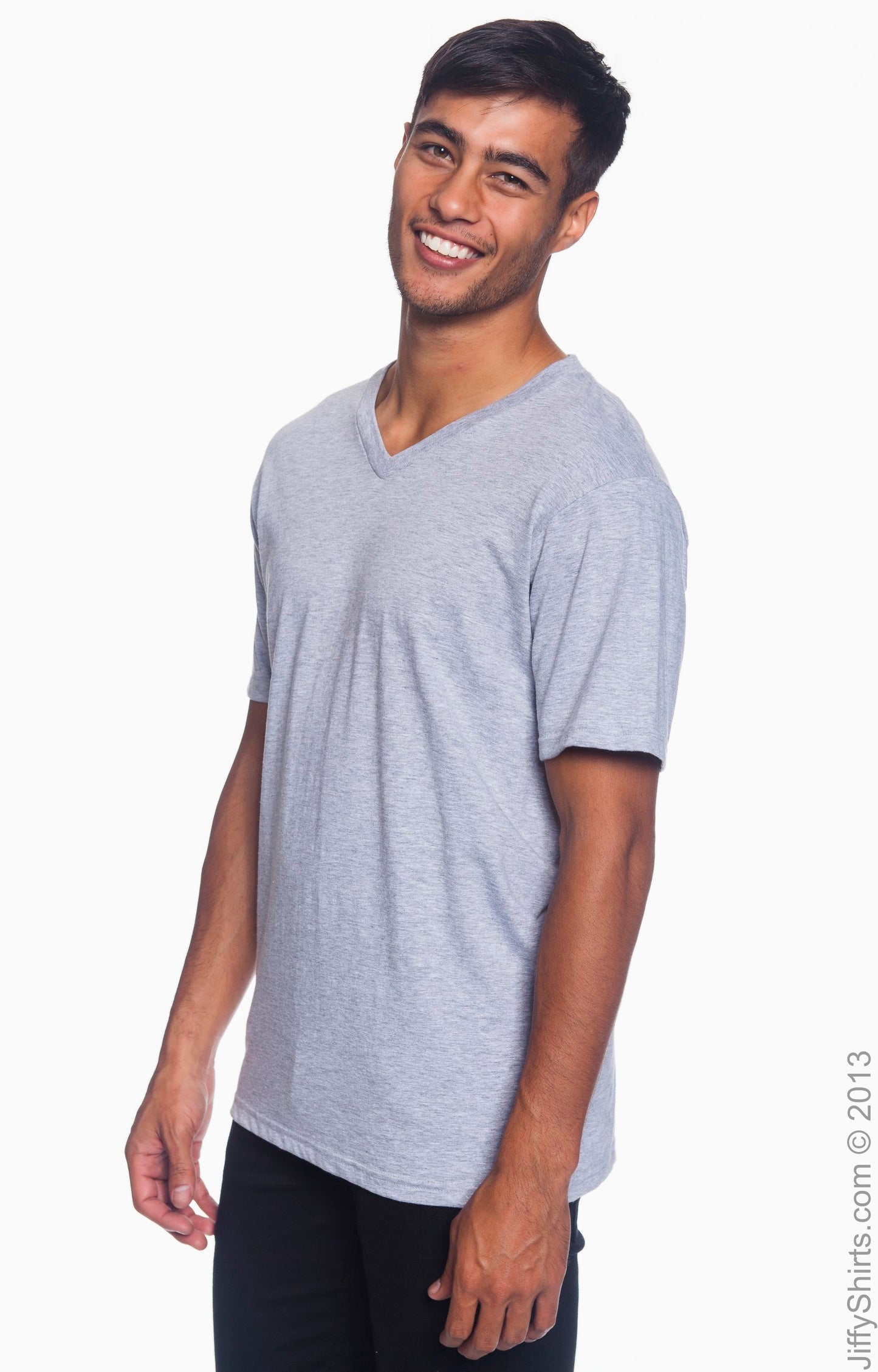 Unisex Lightweight V-Neck T-Shirt - Heather Gray