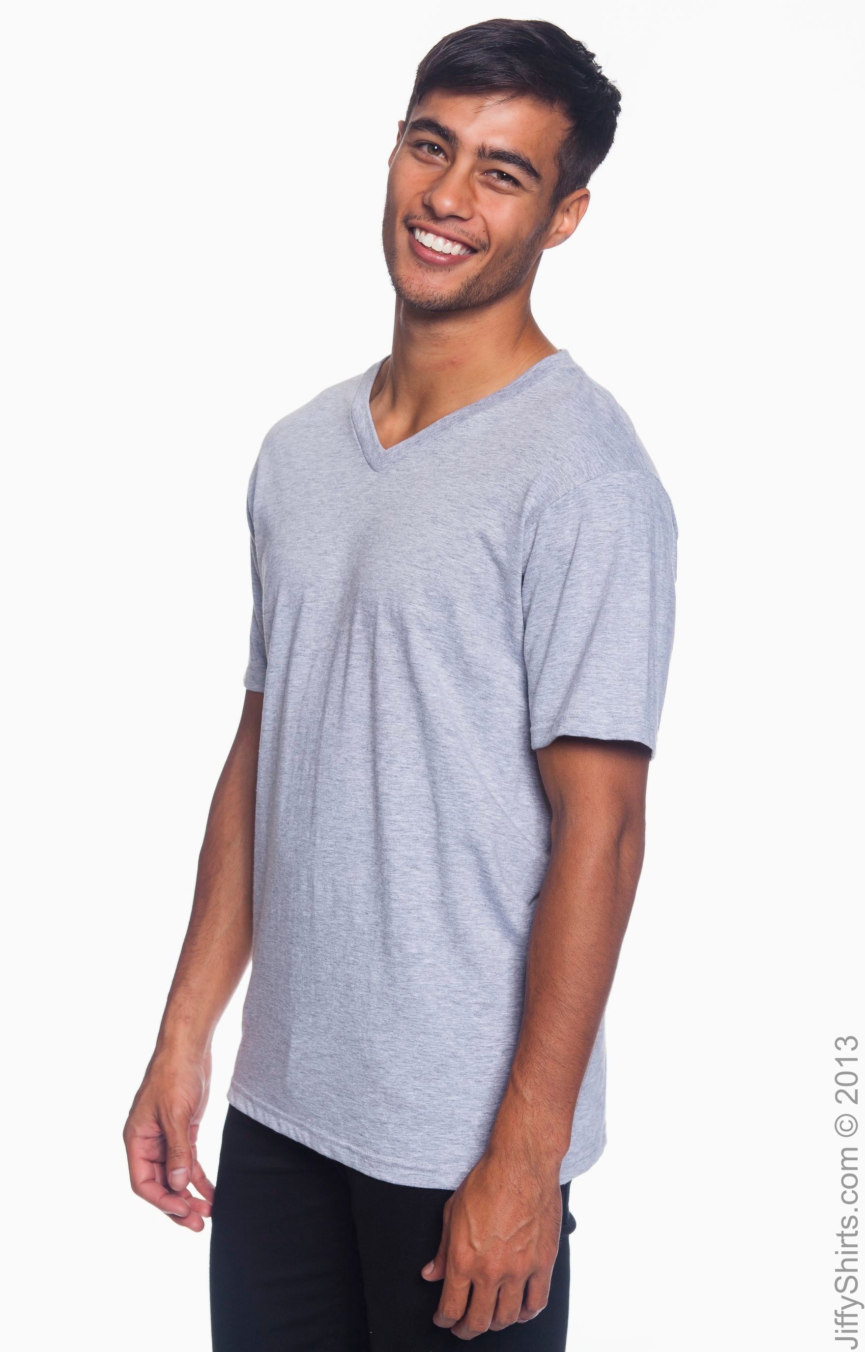 Unisex Lightweight V-Neck T-Shirt - Heather Gray
