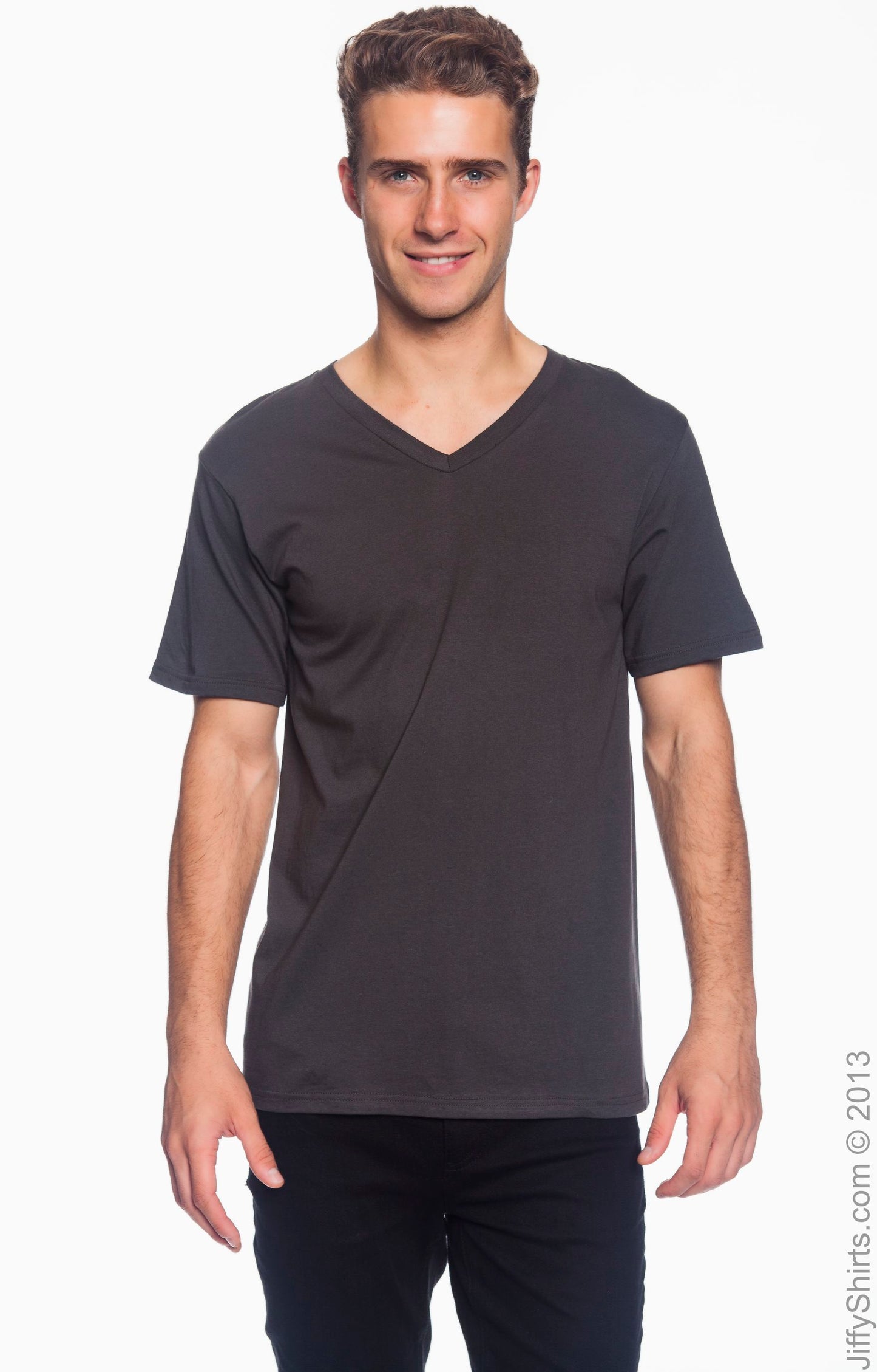 Unisex Lightweight V-Neck T-Shirt - Smoke